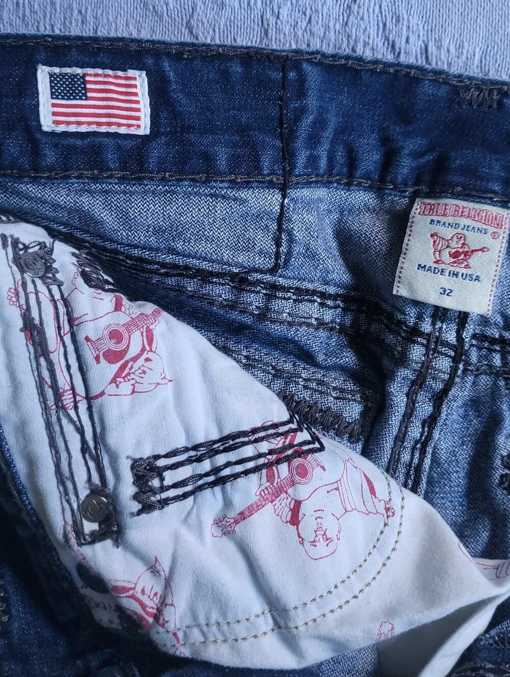 True Religion Men’s Jeans 32 Made in USA Dark Wash Horseshoe Flap Pocket